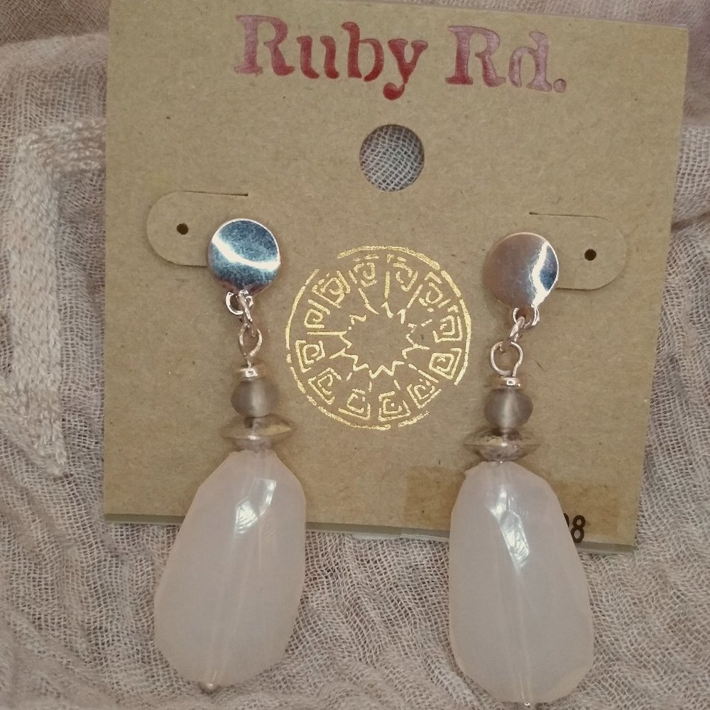 Pink Stone Dangle Earrings